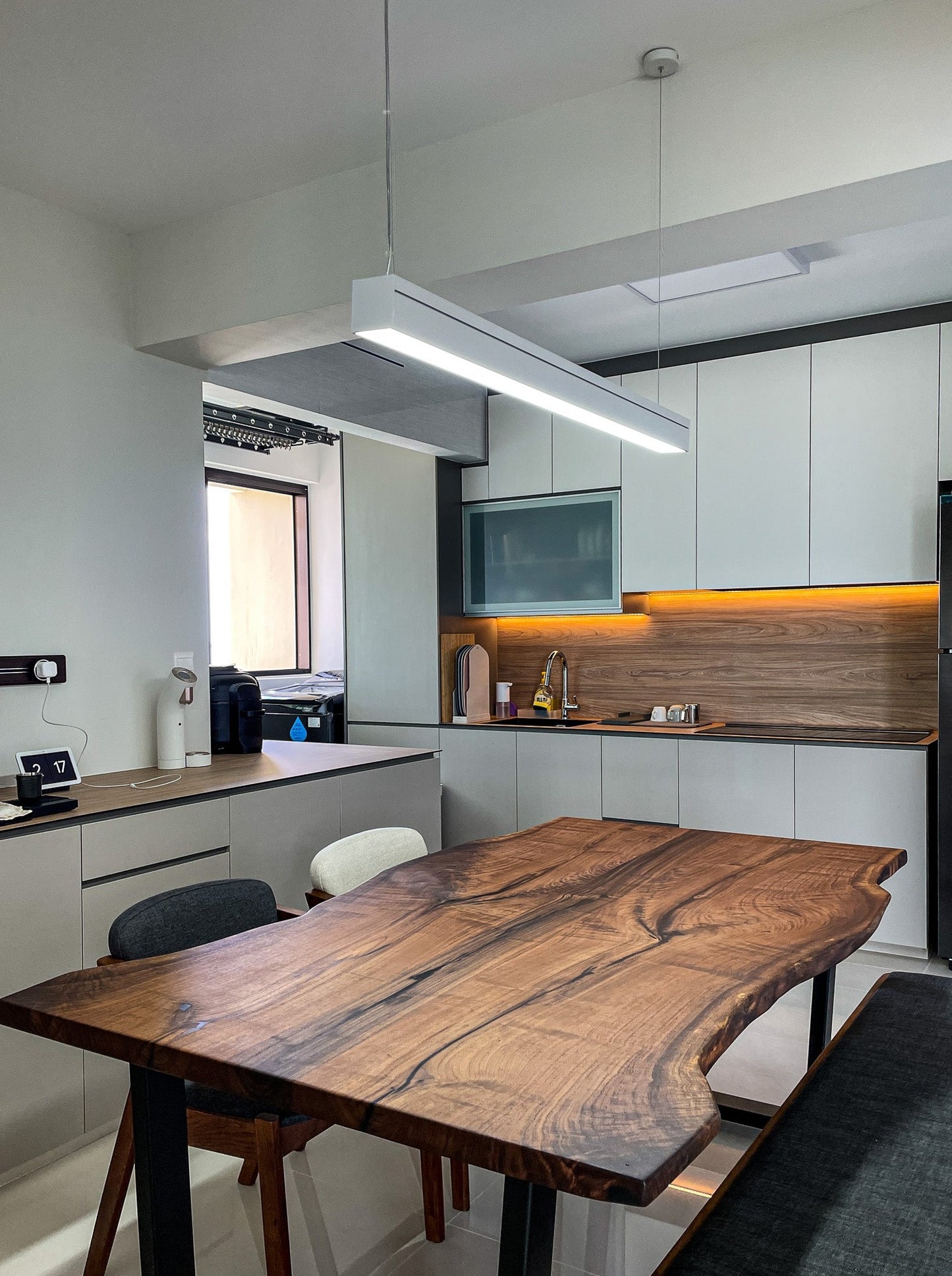 Walnut Wood Live Edge Dining Table in Kitchen by The Table Guy