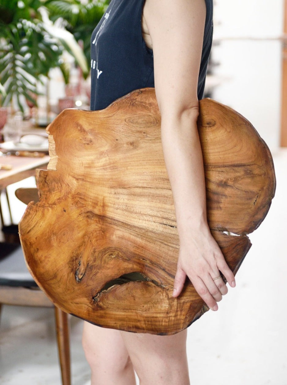 Rustic Display Tray - Teak, Live Edge