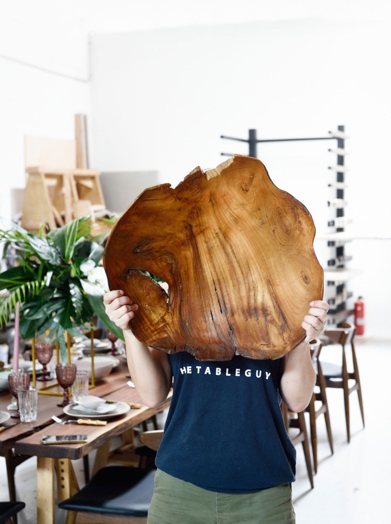 Rustic Display Tray - Teak, Live Edge