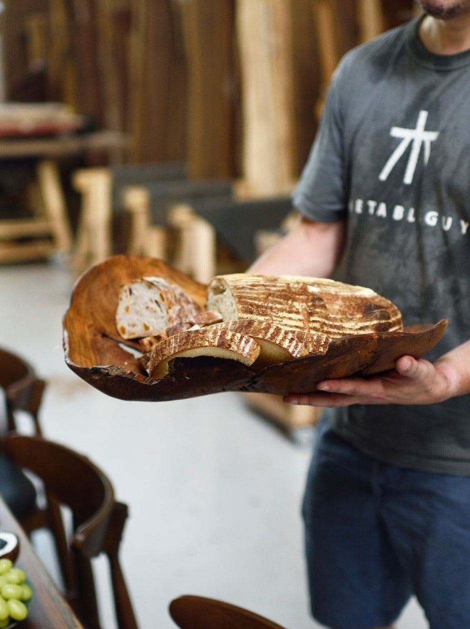 Rustic Display Tray - Teak, Live Edge