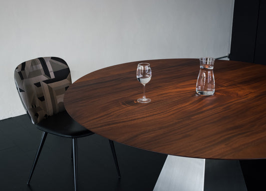 Bespoke custom round mahogany dining table by The Table Guy