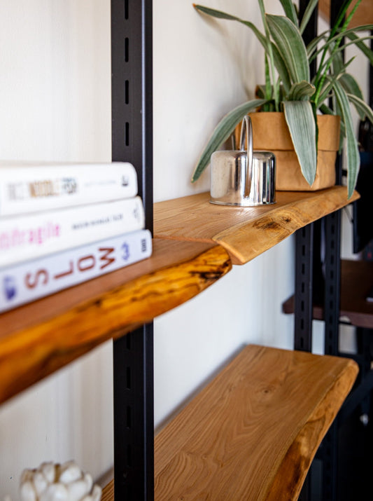 Close up of Atlas Shelf in Chestnut by The Table Guy