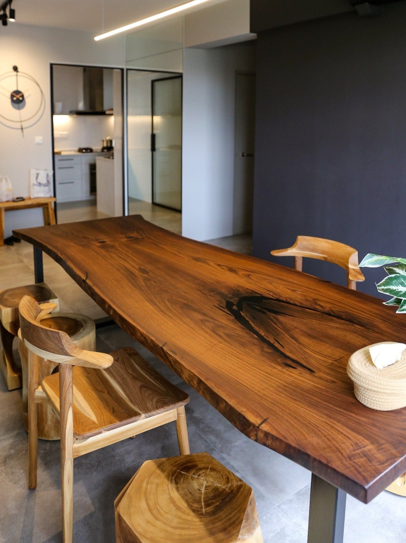 Walnut Live Edge Wood Slab Dining Table by The Table Guy